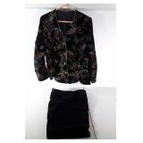 Black embellished velvet pantsuit, no sizes, but