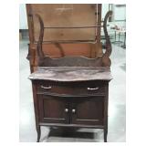 Antique Oak Washstand with Towel Bar, single