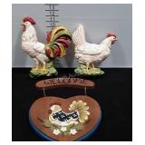 Chicken Home Decor, welcome sign, vintage roaster