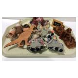 Decor- dolls, wooden dinosaur cutout, wind chime