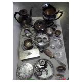 Silver plated/ toned serviceware, lighters and