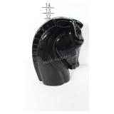 Black ceramic horse head, may have been a lamp