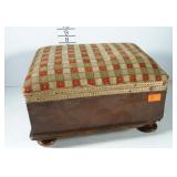 Early padded footstool with needlework cushion