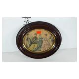 Early deep well oval frame with fashion print