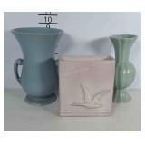 Pottery vases, including Haeger and Frankoma