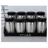 Complete Mid century Kromex spice jar set with