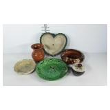 Pottery, plate, trinket box, planters, vase and