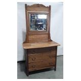 Nice Oak Cottage Dresser with Mirror, 3 drawer