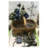 Decor group with basket, artificial flowers,