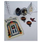 Window decorations and painted slate welcome