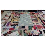 Early colorful knotted quilt, needs cleaning, but