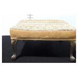 Footstool, brass feet, early fabric stool with