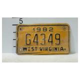 West Virginia motorcycle tag from 1982.