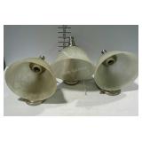 Three single bulb wall sconces with glass