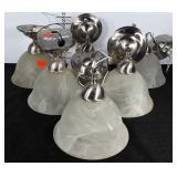 Six ceiling light Fixtures with brushed chrome