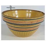 Stoneware bowl with pink and  blue stripes. Two