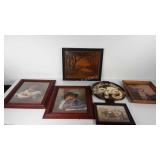 Wall art, framed prints and a cat Welcome sign