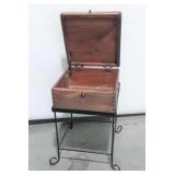 Keepsake Box, Pine Hinged lid box sits on wrought