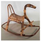Mid Century Rattan rocking horse in the style of