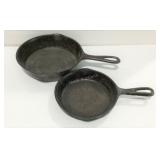 Two cast iron skillets