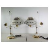 Pair of toleware student lamps