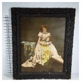 Woman and child print in old frame. Frame has