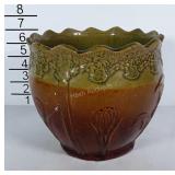 Two toned Pottery planter, brown and avacado