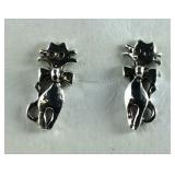 Sterling silver cat earrings