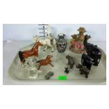 Animal figurines, plus vases and vintage car