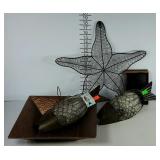 Nautical or poolside decor, metal tray, starfish