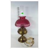 Electrified Rayo brass oil lamp