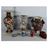 Lot of  Asian themed vases and salt and pepper