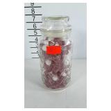 Glass Planters Peanuts jar with pink and white