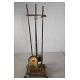 Brass fireplace tool set