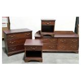 Four piece dresser set. Four drawer low dresser,