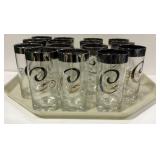 15 Mid century silver rimmed monogrammed "C"