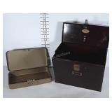 Metal boxes, larger one is a file storage box for