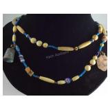 Sterling silver coral, turquoise, and bone