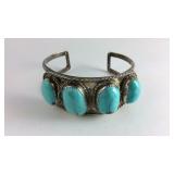 Sterling silver turquoise cuff 54g