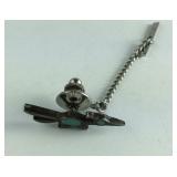 Sterling silver turquoise roadrunner tie tac