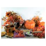 Halloween and fall decor in large tote without