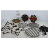 Metalware: trivets,  hooks, ashtrays & napkin