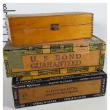 3 cigar boxes, all wooden.
