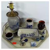 Pottery / stoneware decor lot: rocking horse