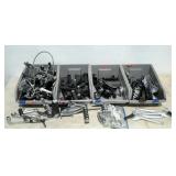 Motorcycle parts. Four parts bins full of