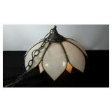 Vintage glass lotus swag lamp, works,