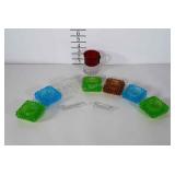 Fenton colored glass salt dishes, 2 knife rests