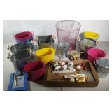 Mixed group, decorative metal buckets, Pooh frame