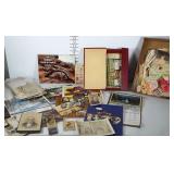 Old calendars, news paper clippings, pictures,