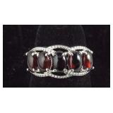 Size 5 Sterling silver Mozambique garnet ring